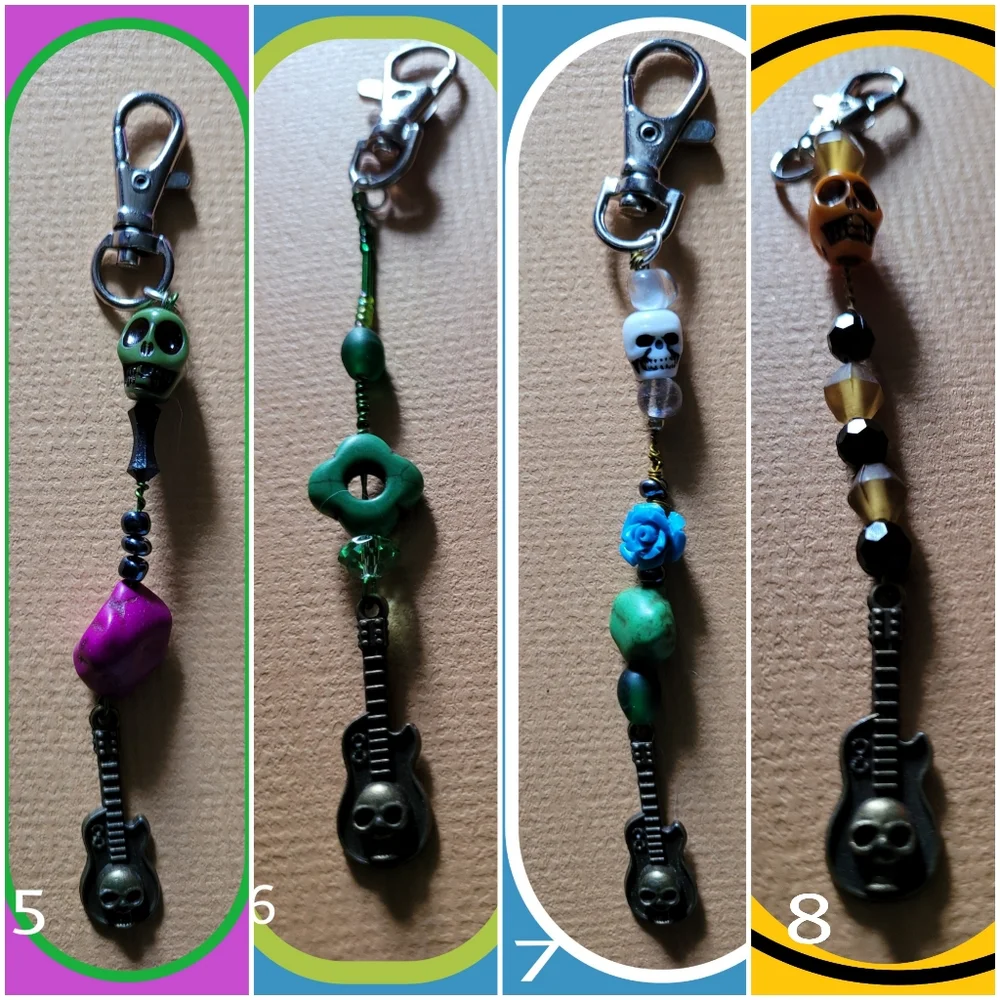 Disney Inspired~Beaded Skeleton Keychains with Pendant~One Of A Kind~Handcrafted